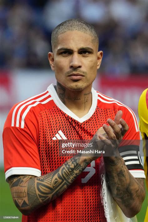 Paolo Guerrero of Peru looks on prior to the international friendly ...