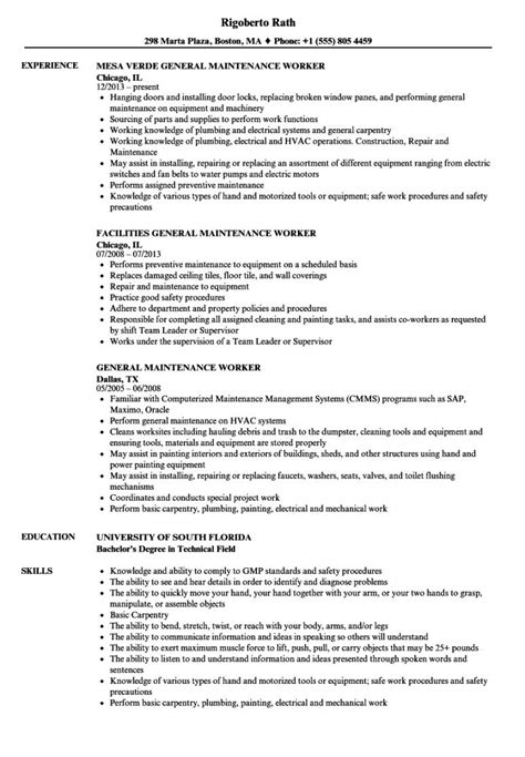 General Maintenance Worker Resume Samples Velvet Jobs Building