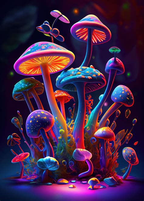 Trippy Mushrooms 7 Poster Picture Metal Print Paint By Benjamin