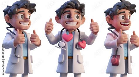 Isolated Cartoon Illustration With 3D Rendered Doctor Hands Medical