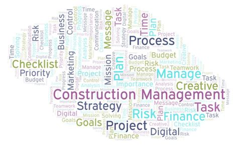 Construction Management Word Cloud Made With Text Only Stock