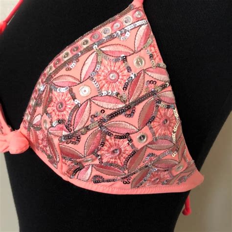 Victoria S Secret Swim Victorias Secret Sequin Swim Bikini Triangle Top Poshmark