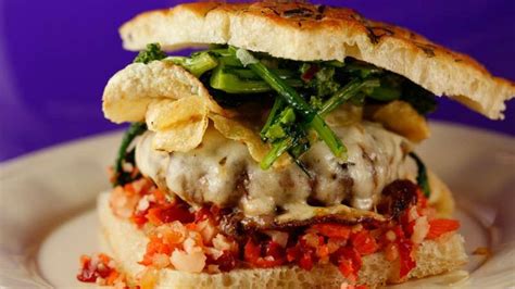 Italian Sausage Burgers With Provolone And Broccoli Rabe Recipe Rachael Ray Show