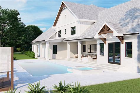 2-Story 5-Bedroom New American Farmhouse with Pool Concept (House Plan)