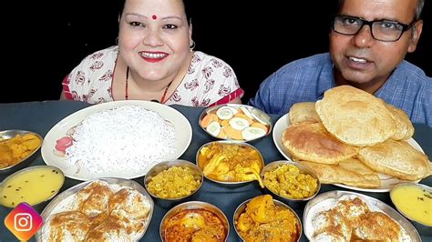 Eating Dahi Aloo With Puri Luchi Dahi Bada Aloo Gobhi Ki Sabji