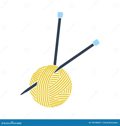 Yarn Ball With Knitting Needles Icon Stock Vector Illustration Of