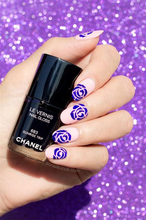 Effortless Purple Roses Nail Art Nails Of The Day Rose Nail Art