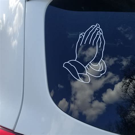 Praying Hands Decal premium vinyl indoor/outdoor use 5 | Etsy