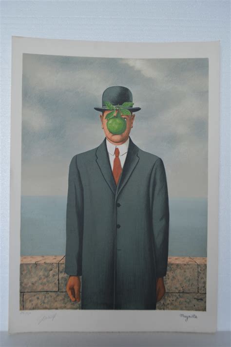 Son of Man by Magritte signed and sealed - Size: 14"L x 19"W - NiFAO