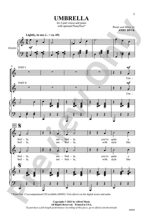 Umbrella 2 Part Choral Octavo Andy Beck Digital Sheet Music Download