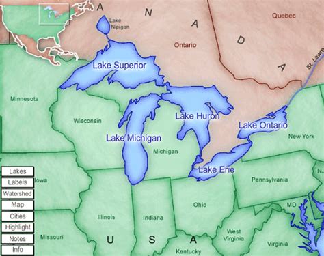 United States Map With Great Lakes