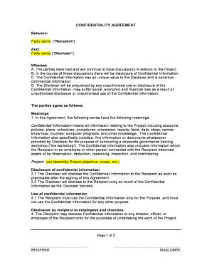 Fillable Online Handout Confidentiality Agreement Fax Email Print