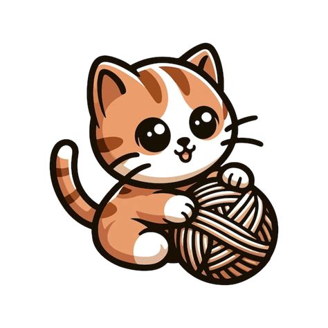 Desenho Animado Gato Bonito Jogando Bola Cone Personagem Vetor Vetor