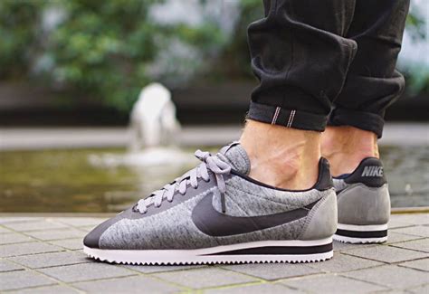 Nike Cortez Classic Tech Fleece Grey And Black Sneakers Actus