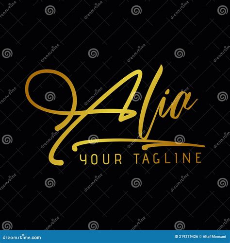 Alia Beauty Vector Golden Color Signature Name Logo | CartoonDealer.com ...