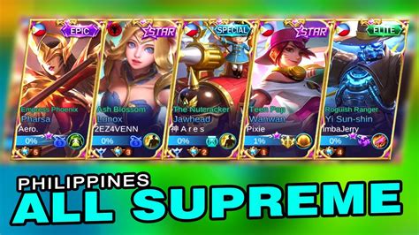 ALL SUPREME GAMEPLAY | Philippine Top Supreme in Rank | Mobile Legend ...