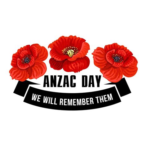 Anzac Day Icon Of Poppy Flower With Black Ribbon 13176771 Vector Art At