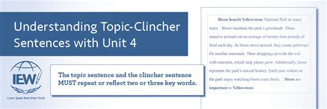 Understanding Topic Clincher Sentences With Unit 4