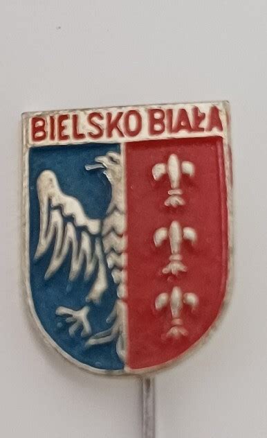 Stara przypinka PRL metalowy znaczek Bielsko Biała warszawa