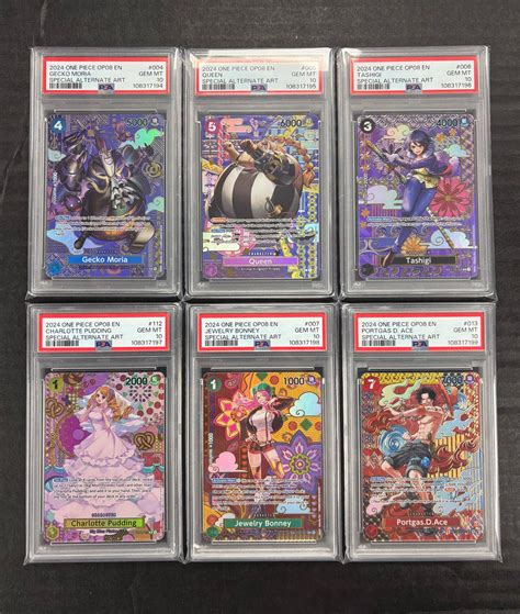 One Piece TCG OP08 Two Legends PSA 10 SP Set of 6 Cards (Sequential PS