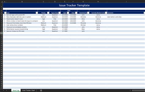 Issue Tracker Template in Excel