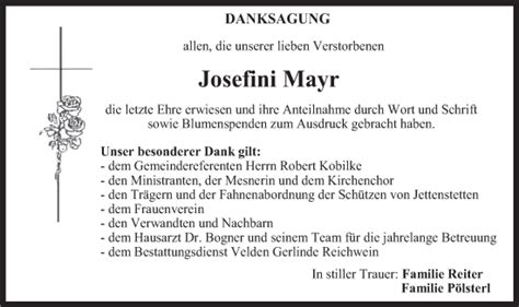 Traueranzeigen Von Josefini Mayr Trauer Merkur De