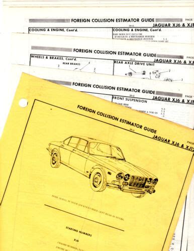 Jaguar Xj6 Xj12 Body Parts List Crash Data Sheets Mf Re Ebay