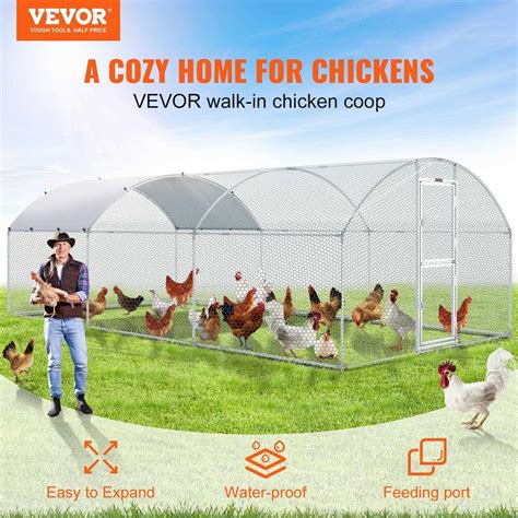 VEVOR Large Metal Chicken Coop With Run Walkin Chicken Coop For Yard