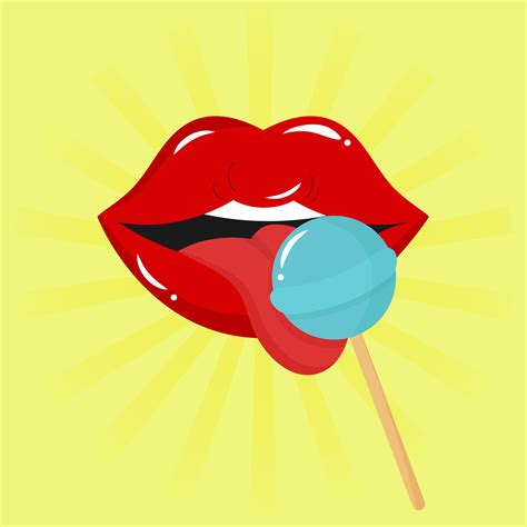 Lips With Tongue And Lollipop Chupa Chups 5186230 Vector Art At Vecteezy