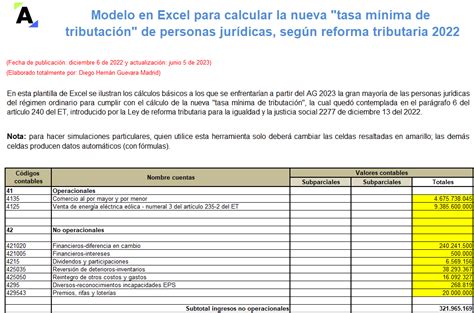 Liquidador Modelo En Excel Para Calcular La Nueva Tasa M Nima De