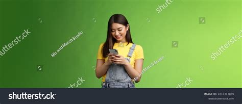 Outgoing Cute Asian Brunette Woman Scroll Stock Photo 2217313869 Shutterstock