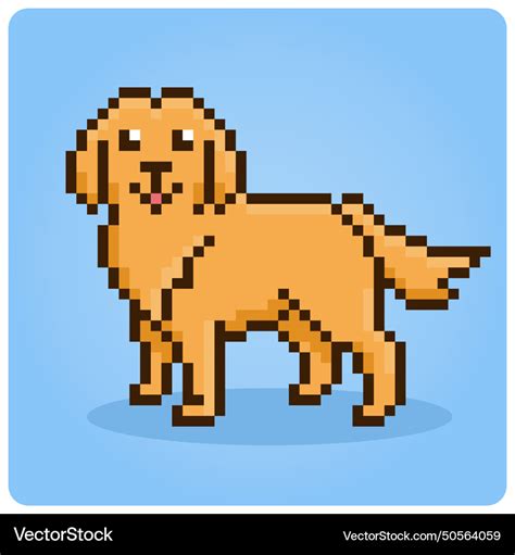 8 bit pixel labrador retriever dog animals Vector Image