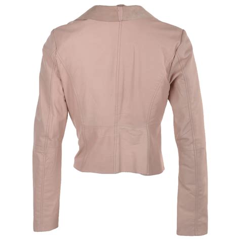 Tricia Nude Pink Leather Jacket Southwear Modern Biker Leather Jackets