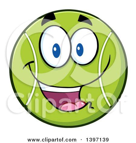 Clipart Of A Cartoon Happy Tennis Ball Character Mascot Royalty Free