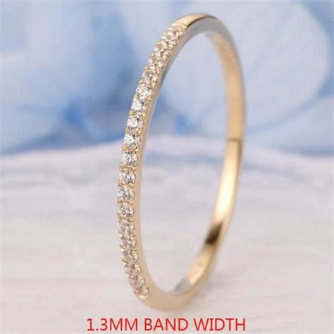 14K Solid Gold Eternity Band Set With Micro Pave Simulated Etsy