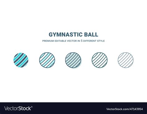 Gymnastic Ball Icon In 5 Different Style Outline Vector Image