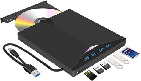 External Dvdcd Rom Drive And Burner Usb 30 And Type C With Sdtf Card