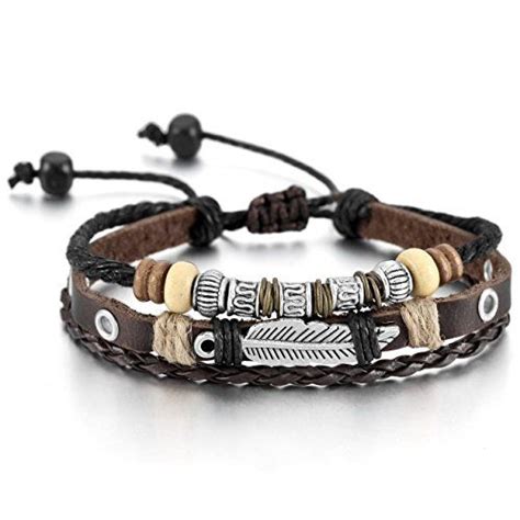 Brown Silver Alloy Genuine Leather Bracelet Bangle Rope Angel Wing