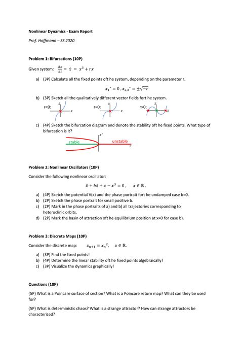 Klausur Summer Fragen Und Antworten Nonlinear Dynamics Exam