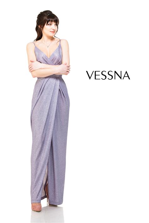 Платье с запахом блестящее вечернее #1410 - Vessna