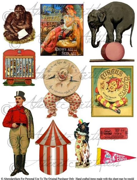 Printable Clowns Clip Art Printable Vintage Circus Preformers Paper