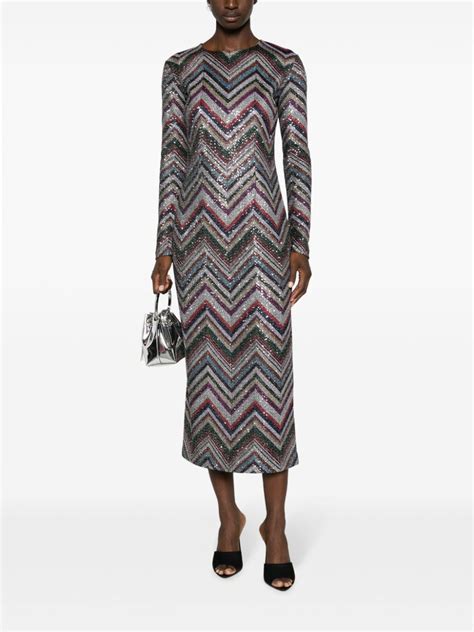 Missoni Zigzag Sequin Embellished Midi Dress Black Farfetch