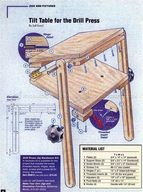 Drill Press Tilt Table Plans • WoodArchivist