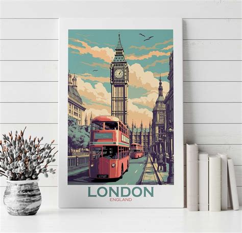 London Art Print Calling England Art Vintage Canvas Travel - Etsy