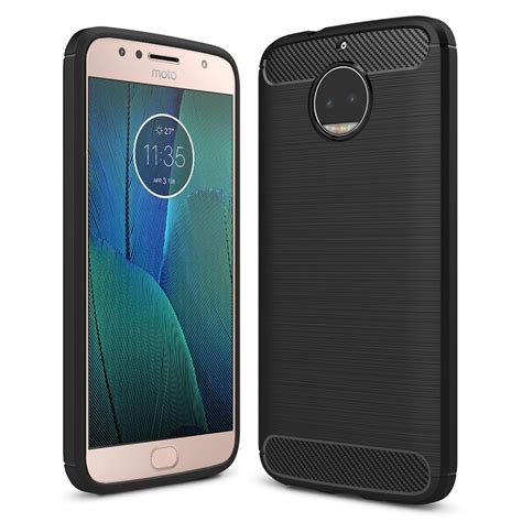 Flexi Slim Carbon Fibre Case For Motorola Moto G S Plus Black