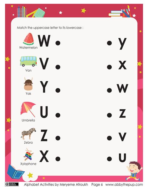 Match The Uppercase Letter To Its Lowercase English Alphabet Free