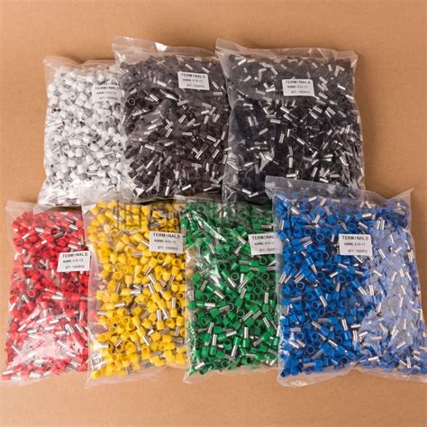 1000pcs E10 12 Tube Insulating Insulated Terminals 10MM2 Cable Wire