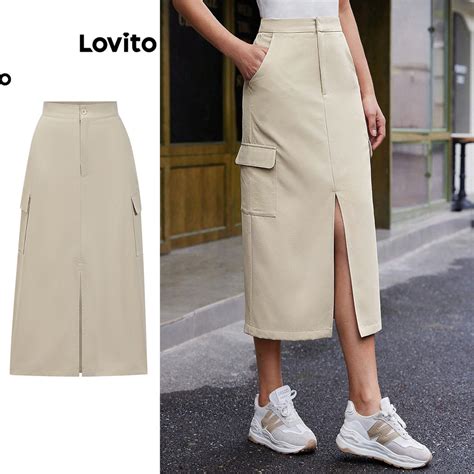 Lovito Saias Casuais Bolso Liso Para Mulheres L Ed Shopee Brasil