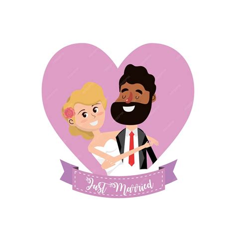 Premium Vector Married Couple Inside Of Heart And Ribbon Design