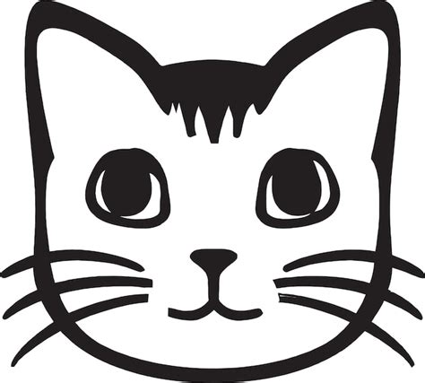 Premium Vector A Black And White Cat Face With The Word Cat On It